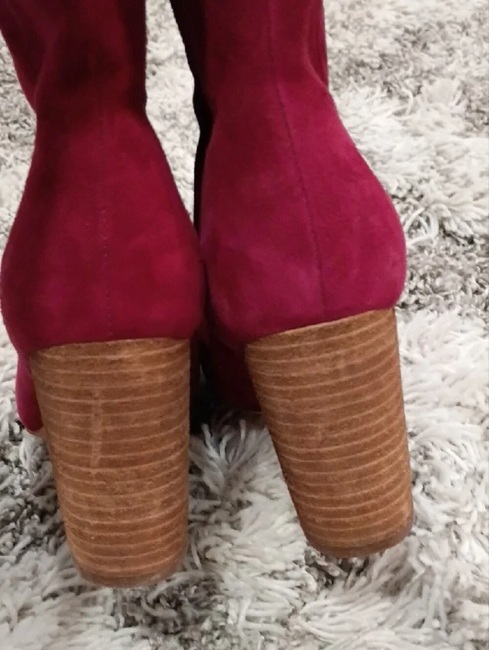 Sam Edelman Wine Colored Suede Ankle Booties with Gold Zip